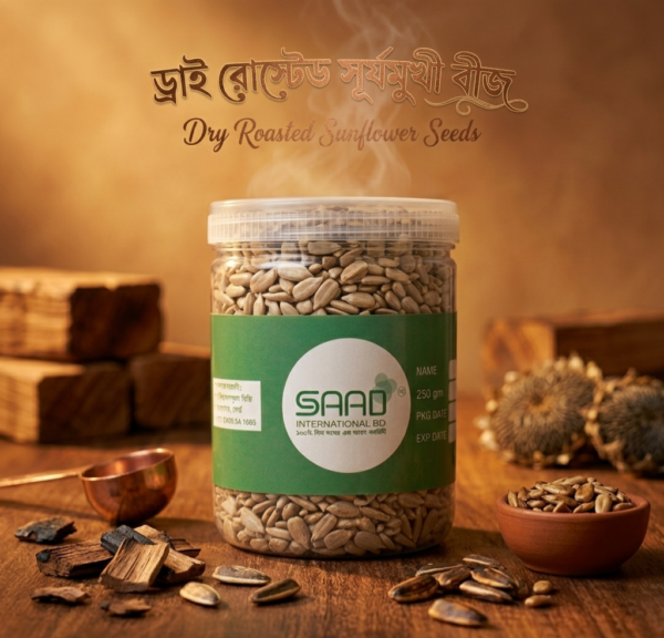 Roasted Sunflower Seeds (ড্রাই রোস্টেড সূর্যমুখী বীজ) For Eat - 250gm Jar